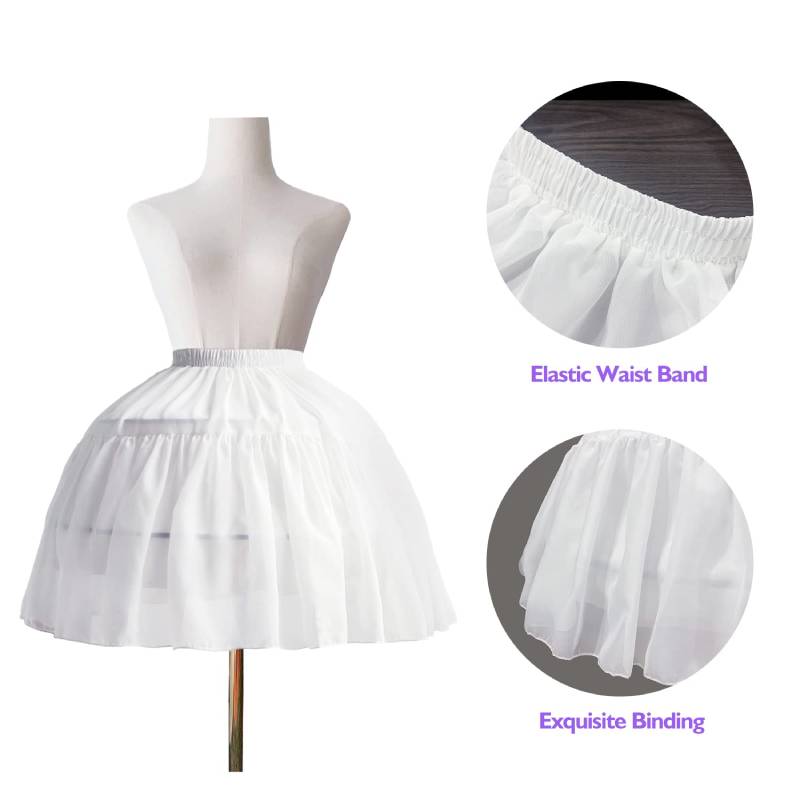 Women Girls Ruffled Short Petticoat Solid Fluffy Bubble Tutu Skirt Puffy Half Slip Prom Crinoline Underskirt No Hoop