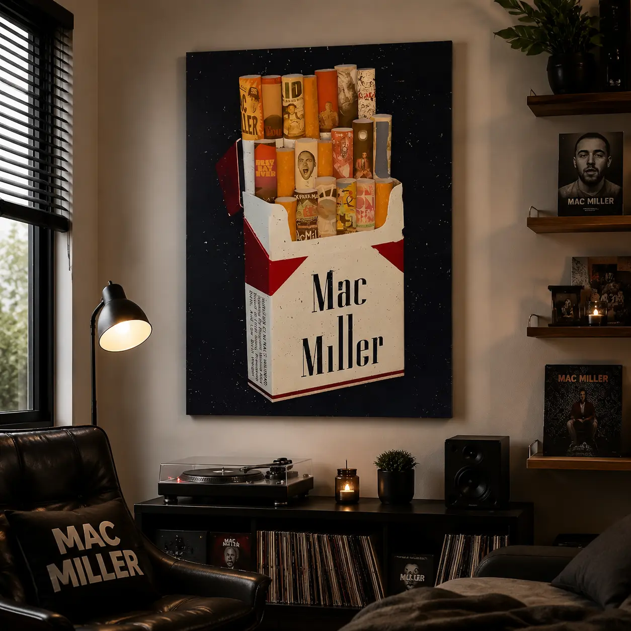 Mac Miller Wall Art Canvas Print,Hip Hop Rapper Poster, Music Room Decor, Vintage Album Style Artwork, Bedroom Wall Decoration Gift