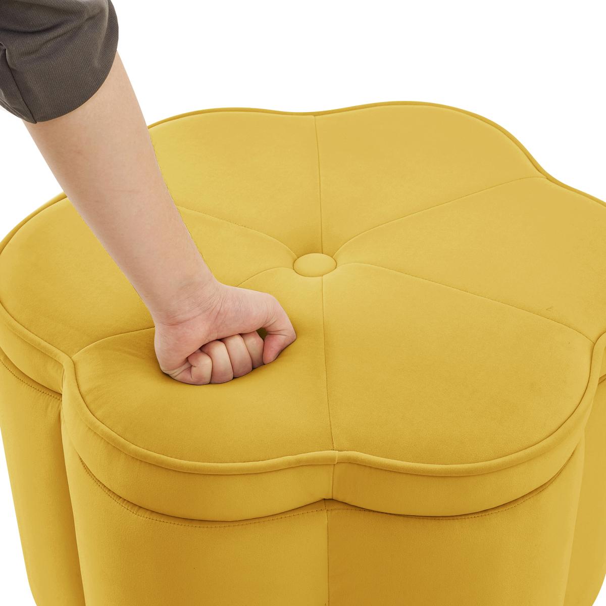 Set of 2 Ottoman with Storage,Flower Shape Petal Ottoman,Upholstered Velvet Storage Ottoman Bench,for for Living Room, Living Room and Entryway