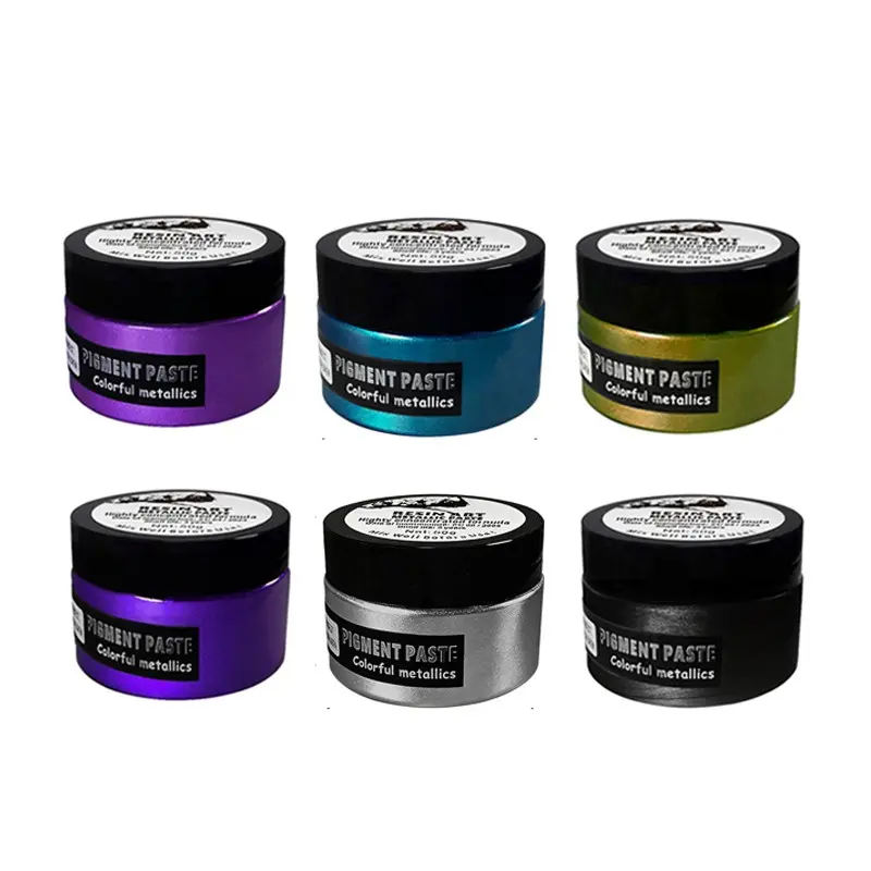 High-Quality 6-Color Epoxy Metal Paste Set, 50g Per Bottle, Smooth Texture, Easy to Mix, Resin Dye Paste for Artist Handmade Painting