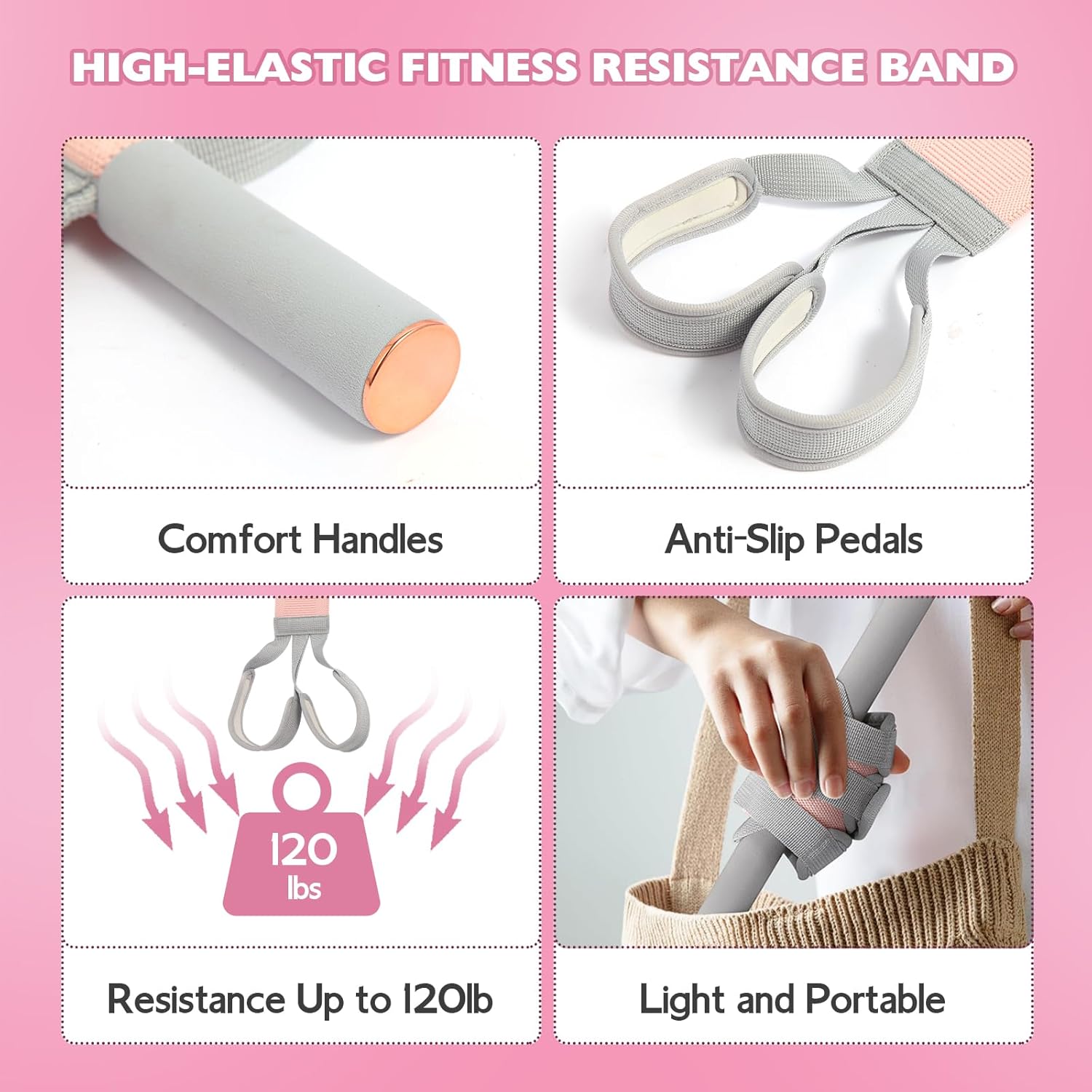 Fitness Resistance Band with Handles & Non-Slip Pedal, 150lb Fabric Exercise Bands, Yoga Starter Sets Sit Up Pull Rope for Full Body Strength Training, Stretch Band Workout Equipment Fitness Resistance Band with Handles & Non-Slip Pedal, 150lb Fabric Exercise Bands, Yoga Starter Sets Sit Up Pull Rope for Full Body Strength Training, Stretch Band Workout Equipment