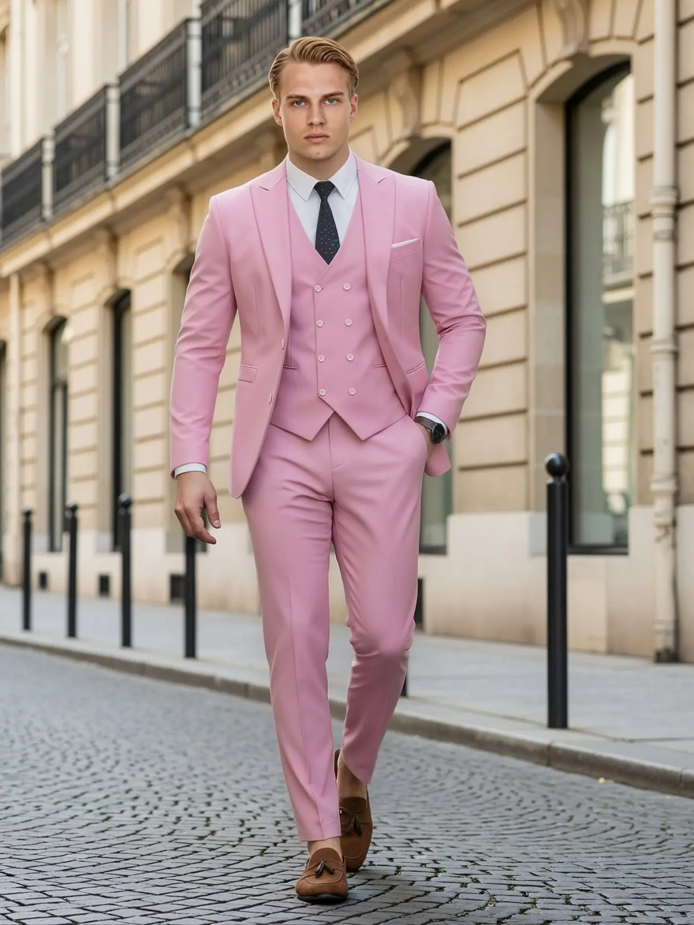 Men's New Business Slim Fit Suit 3 Piece Set, Fashion Luxury Solid Color Dress, Social Party Evening Suit, High-Quality Professional Commute Suit Set
