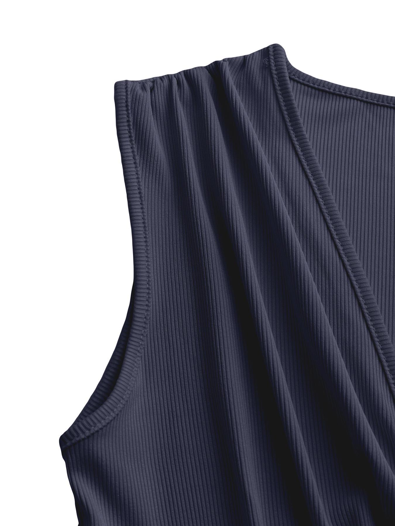 Women's Plain Ruched Deep V Neck Jumpsuit, Elegant Sleeveless Wide Leg Jumpsuit for Summer, Ladies Clothes for Beach Holiday Vacation Style