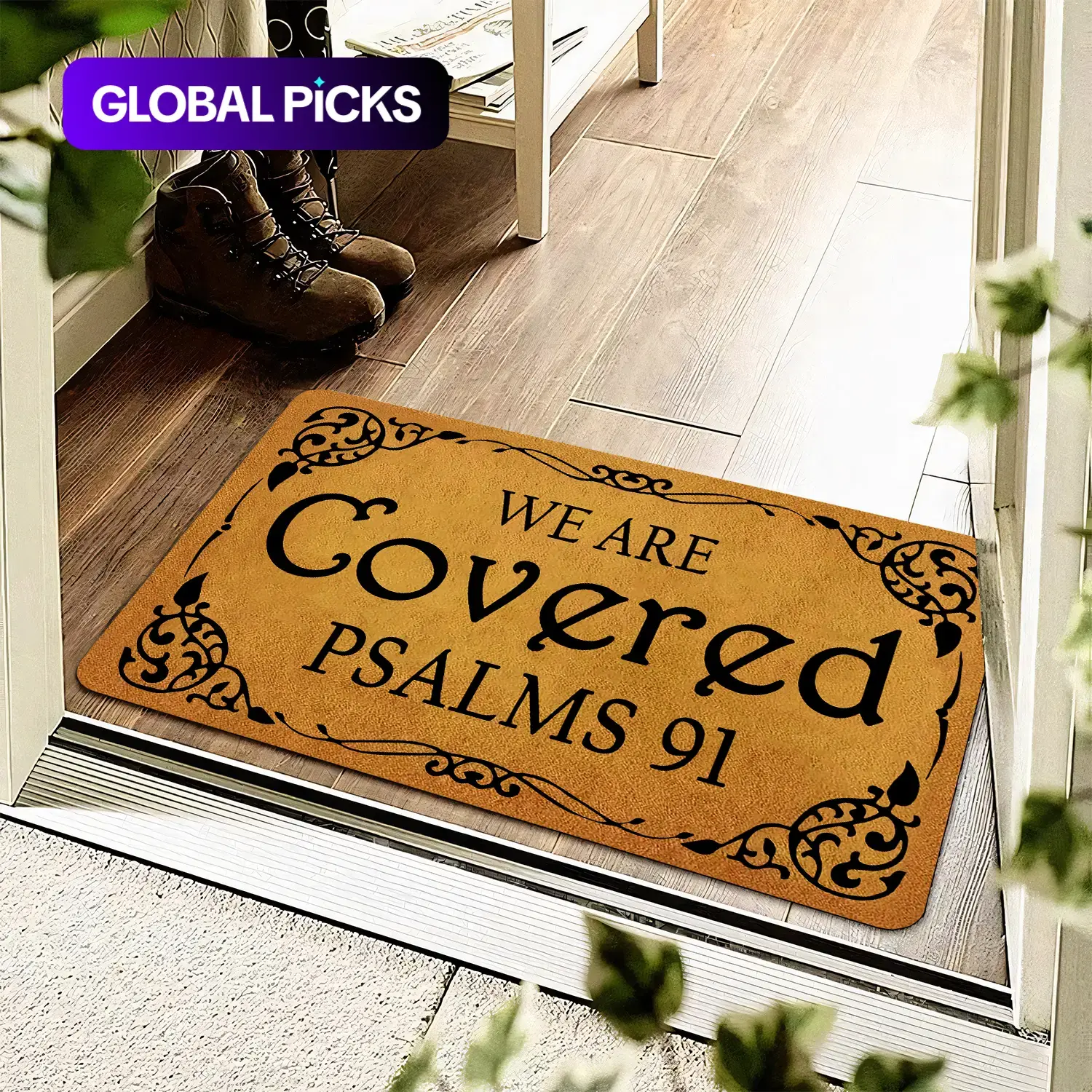 Letter Pattern Door Mat, We Are Covered Psalms 91 Print Non-slip Floor Mat, Decorative Mat for Home, Home Decoration Mat, Religious Doormat, Front Door Mat, Entrance Doormat, Indoor Door Mat, Machine Washable Rug