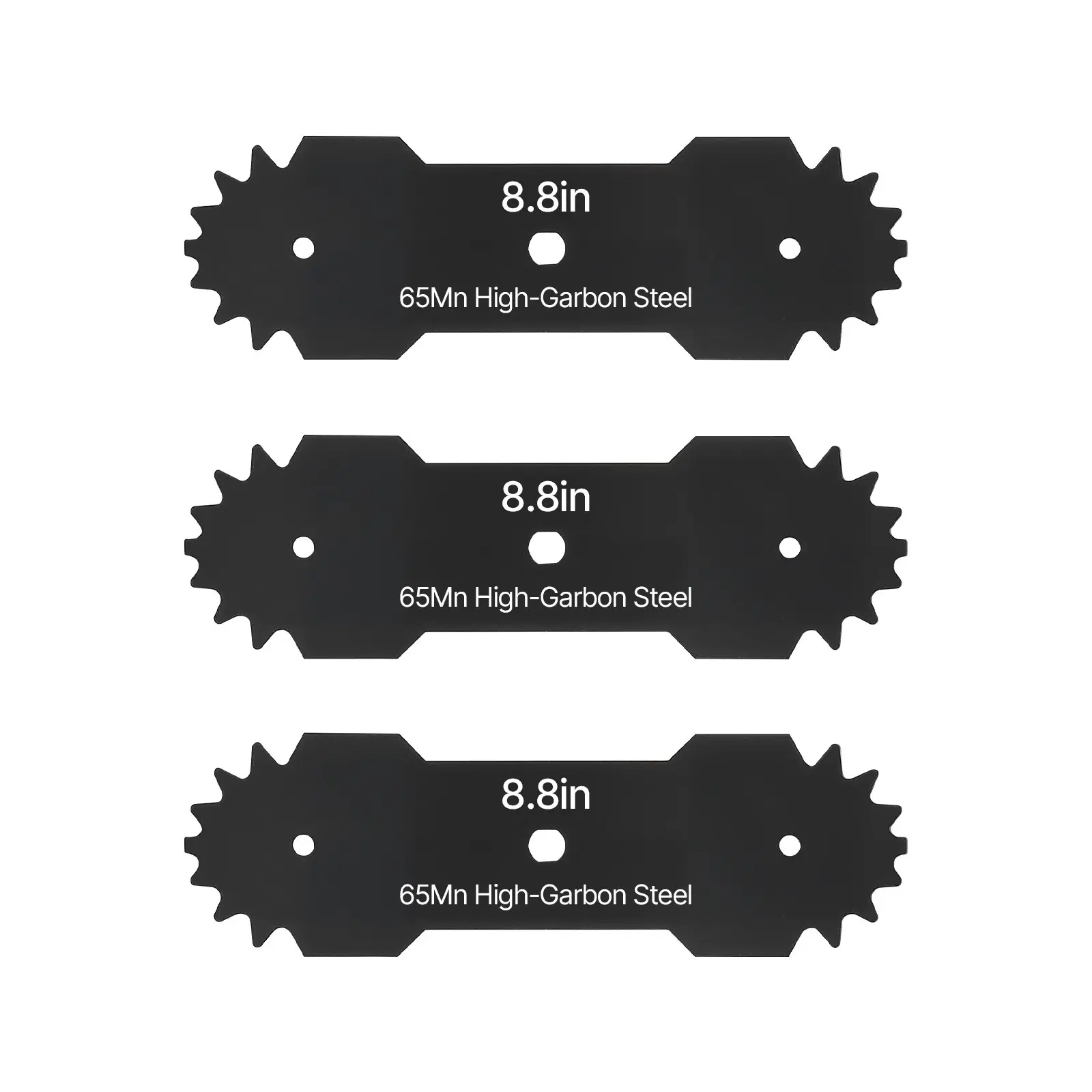 VEVOR 3-Pack Electric Edger Blades, 8.8 in Extended Length, 65Mn High-Carbon Steel with Electrophoretic Coating, Multi-Serrated Sharp Edge, Built to Last, Effortless Installation, Compatible with VEVOR ASYTM01230 Edger