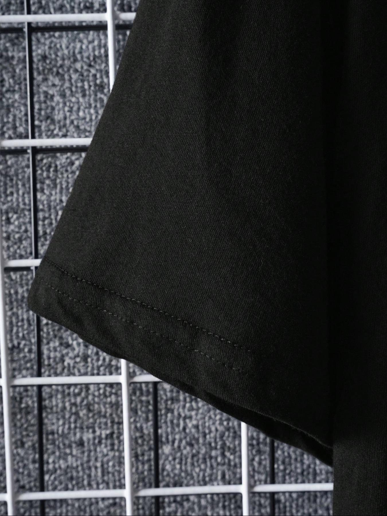 Religious T-Shirt with Cross Print, Philipians 4:13 Quote, Casual Fitted H-Type, Plain Pattern, Men's Short Sleeve Top