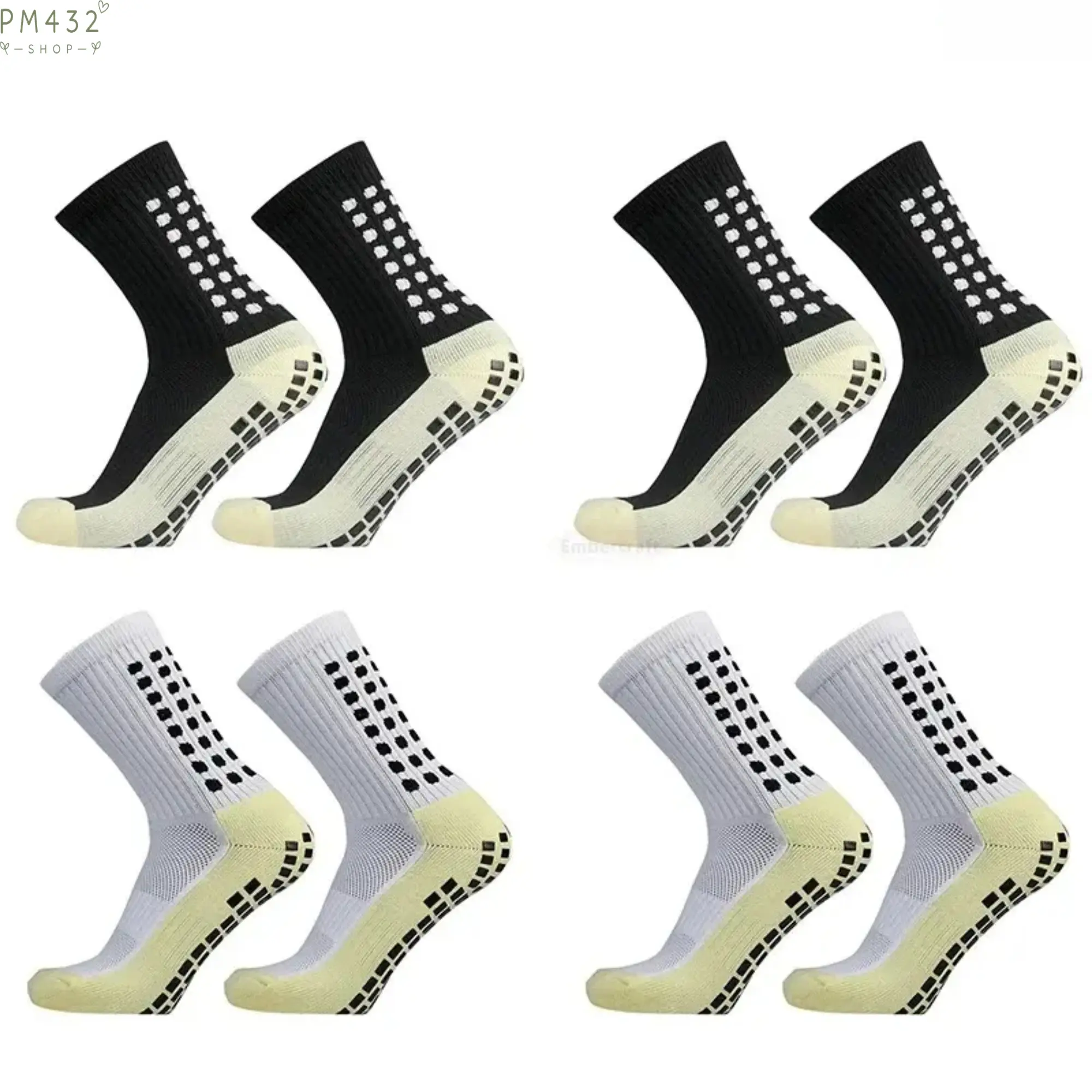Men's Athletic Crew Socks, 1-4 Pairs Sports Compression Socks with Breathable Moisture Wicking Fabric & Non Slip Grip, Comfortable Training Socks for Soccer, Gym, Running, Basketball, Workout, Outdoor Fitness, Daily Wear