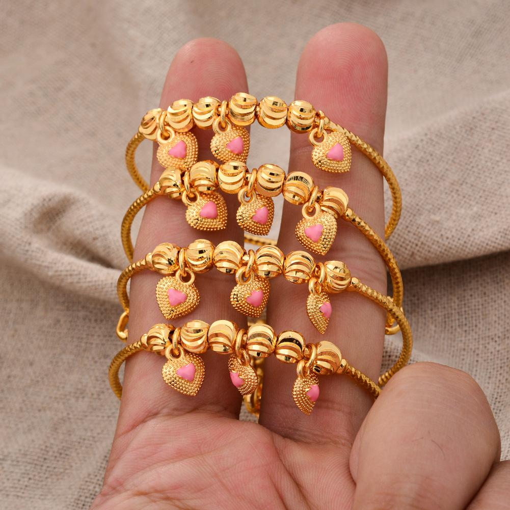 Baby Child Bangles Ethnic Dubai Gold Color Bangles Kids Bracelet Luxury Bracelet Dubai Bangles Child Jewelry Birthday Present