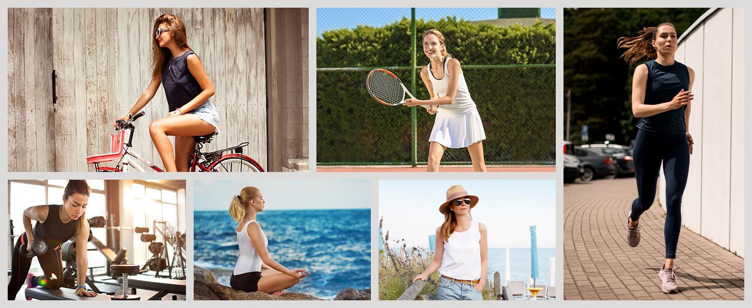 Baleaf Womens Open Back Workout Tops Loose Fit Athletic Tank Tops Sleeveless Flowy Running Shirts UPF 50+ Gym Yoga Activewear