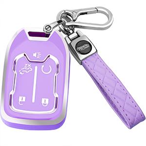 for GMC Key Fob Cover with Keychain，Key Case Shell TPU Full Protection Compatible with GMC Chevy Acadia Sierra Terrain Silverado 1500 2500HD 3500HD Tahoe (Blue, 5 Button)