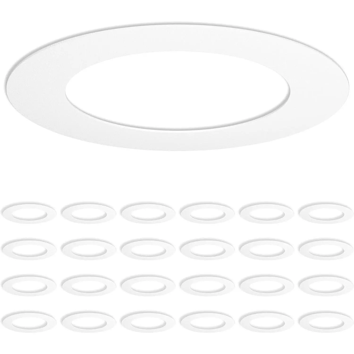 24 Pack Goof Rings for 6 Inch Recessed Lights, Can Light Trim Ring Cover, Outer Diameter 8.6-inch, Inner Diameter 6.2-inch, Durable Plastic Design, White