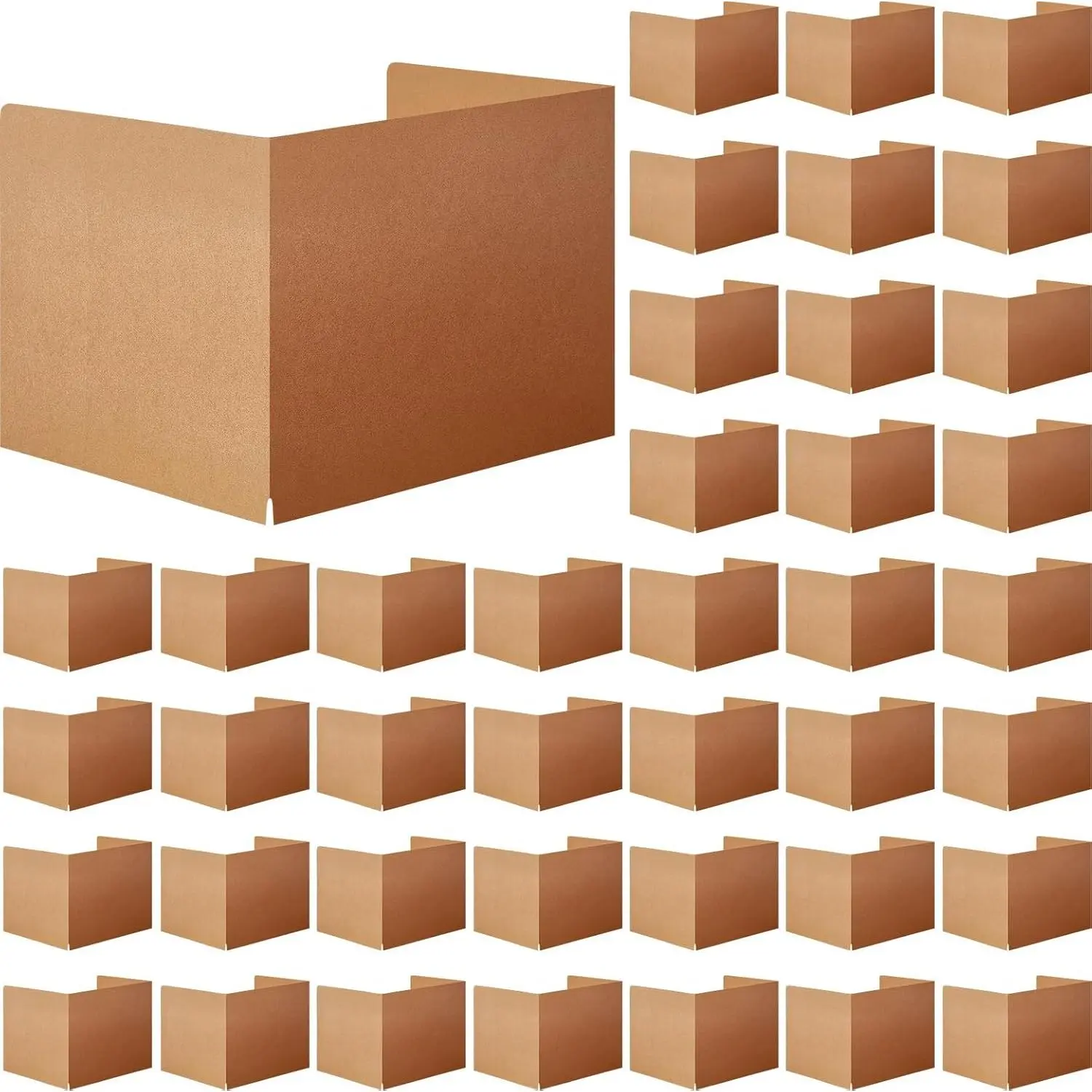 40 Pcs Classroom Desk Dividers for Students Test Privacy Folders for Better Focus Overall Size 13" x 20" x 17" School Testing Study Cardboard Brown