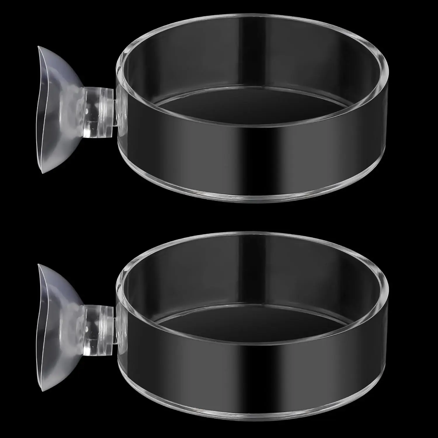 60mm Fish  Feeder Dish Aquarium Shrimp Feeder Dish with Suction Clear Fish  Feeding Bowl Round Clear Dishes Tray(2pcs)