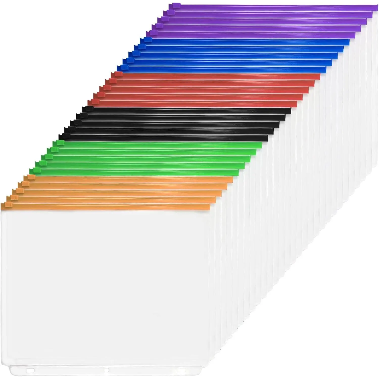 30 Packs Binder Pockets for 3 Ring, 3 Hole Plastic Clear Zipper Binder Inserts Bulk for Office, School to Organize Files(Letter Size)