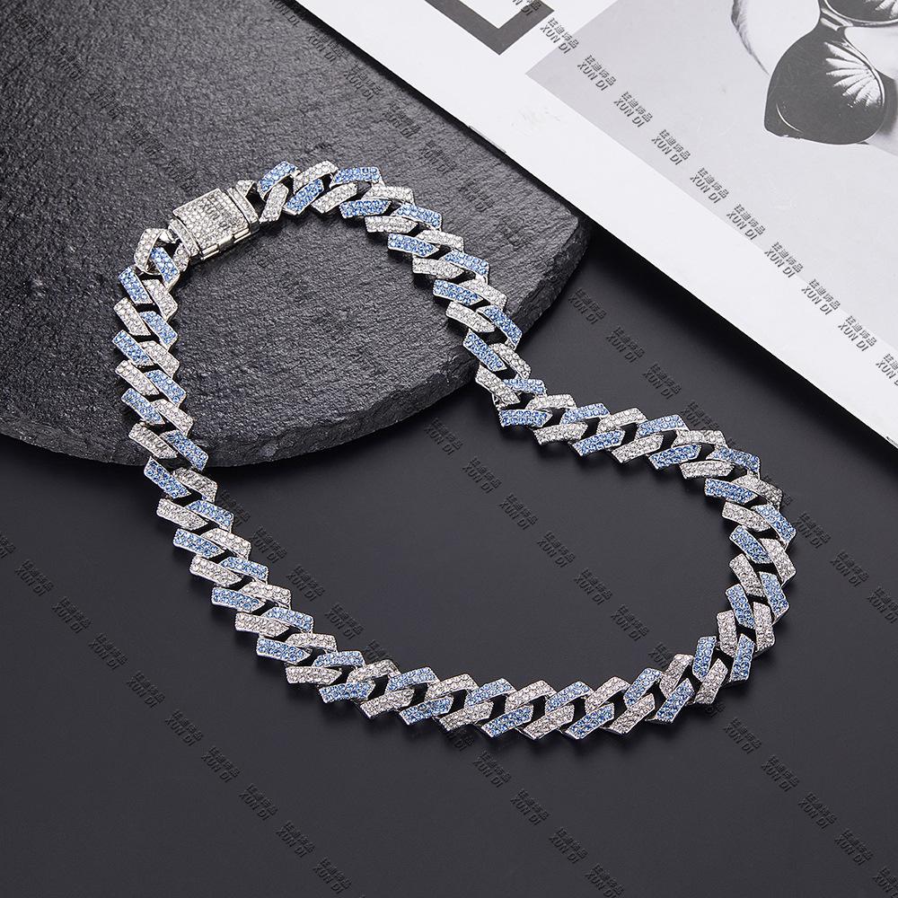 Classic Fashion Trend Men's Necklace 15mm Exaggerated Diamond Geometric Trendy Hip-hop Jewelry Large Gold Chain