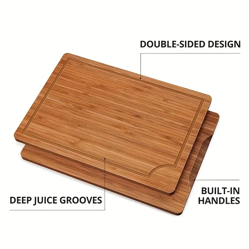 Extra-Thick Bamboo Cutting Board - Multi-Surface Use for Meat, Vegetables & Fruits | Natural Food-Safe Material with Juice Groove