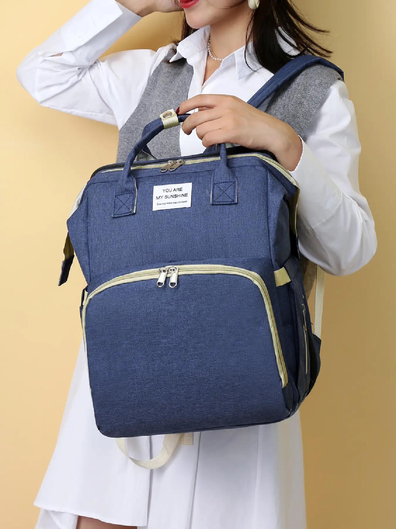 Casual Plain Color Large Capacity Zipper Backpack, Fashion Multi-functional Adjustable Strap Backpack for Women & Men, Casual Travel Backpack