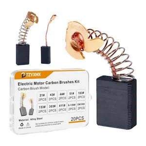 20 Pcs Electric Motor Carbon Brushes Set Assorted Sizes 10 Models Power Tool Replacement Parts for Drills Saws Grinders Motors