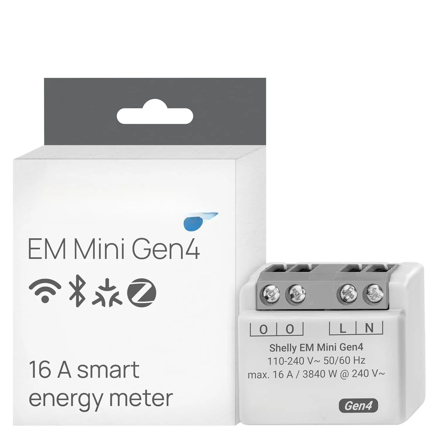 Compact EM Mini Gen4 Smart Energy Meter with Upgraded CPU, Zigbee/Matter Connectivity, 1-16A, Remote Monitoring for Smart Home Users - Energy Metering, Automation Compatible with Alexa, SmartThings, HomeKit, Google Assistant