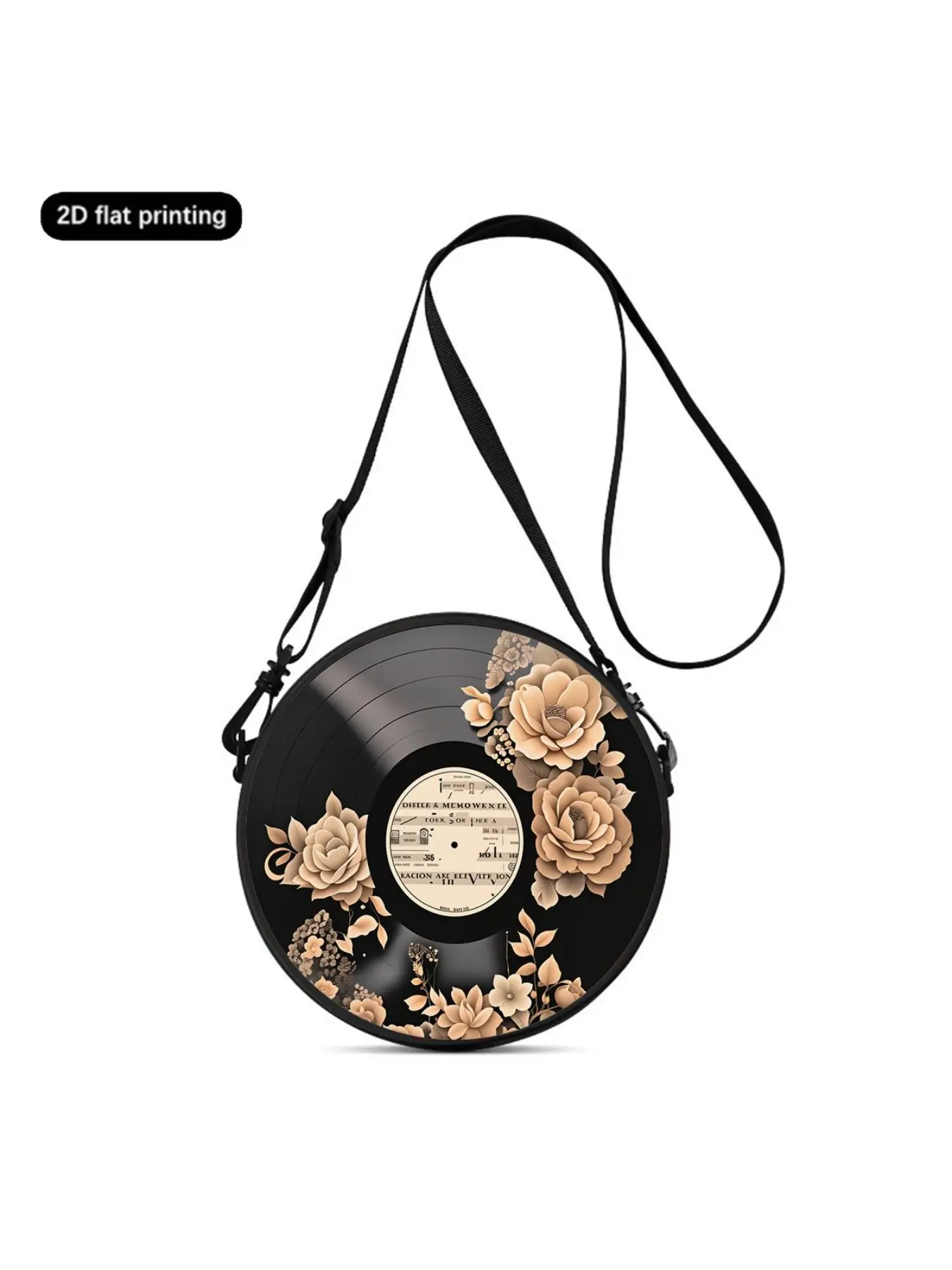 2D Printed Record Pattern Lightweight Crossbody Bag, an ideal gift for female friends and family. It can be worn as a crossbody, single-shoulder, backpack or handbag, perfect for commuting, outdoor activities, travelling, leisure and campus use.