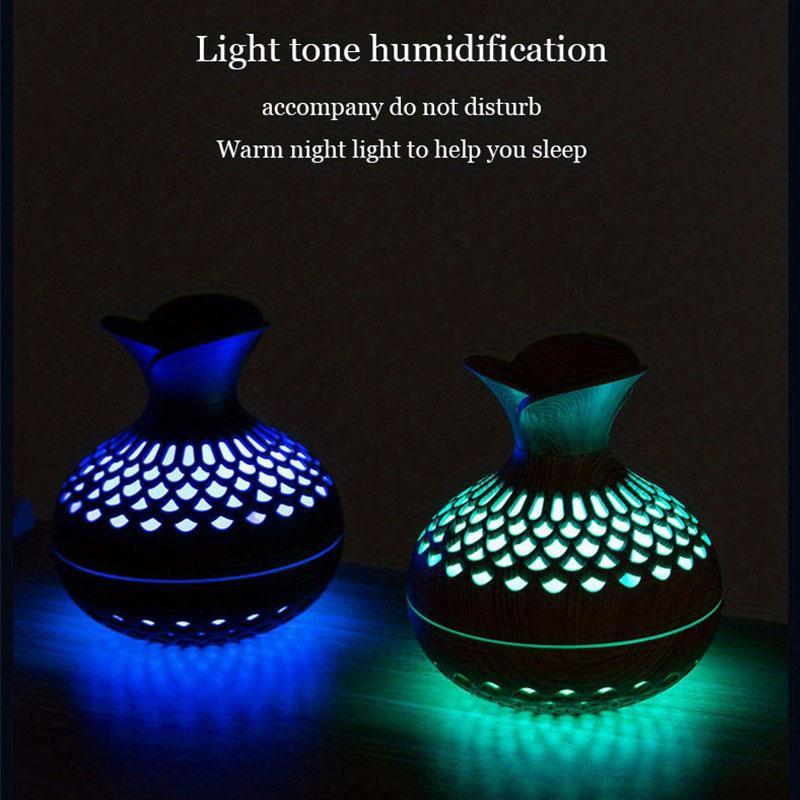 Wooden Vase Design Silent Colorful Light Air Humidifier, 1 Count Usb Powered Multipurpose Night Light Humidifier, Aromatherapy Machine for Home Office Bedroom, Aromatherapy Function Desktop Humidifier, Humidifier Atmosphere Light, Essential Diffuser Wooden Vase Design Silent Colorful Light Air Humidifier, 1 Count Usb Powered Multipurpose Night Light Humidifier, Aromatherapy Machine for Home Office Bedroom, Aromatherapy Function Desktop Humidifier, Humidifier Atmosphere Light, Essential Diffuser