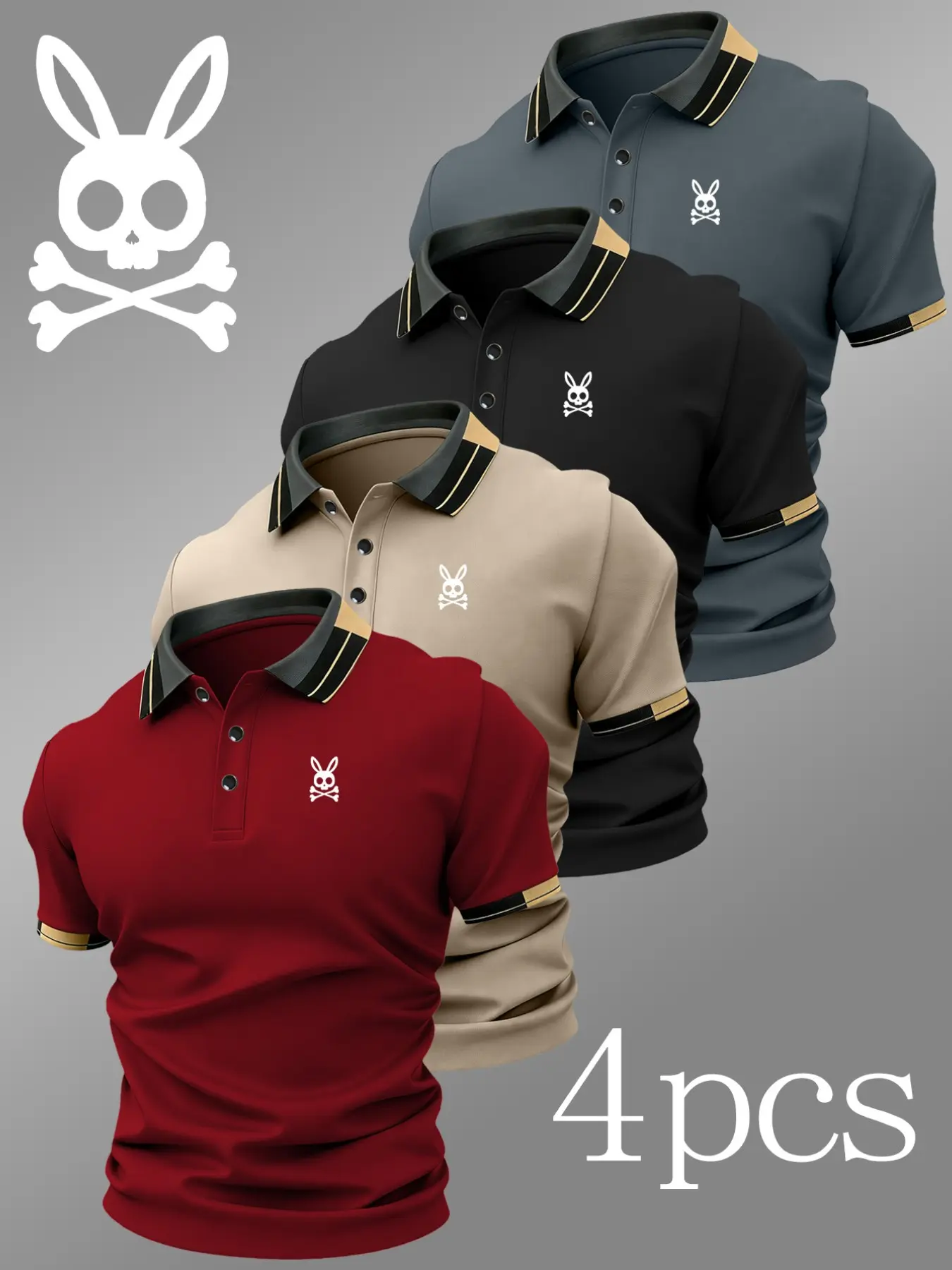 Men's Casual Geometric Print Polo Shirt, Fitted Breathable Stretch Fabric, All Seasons Comfortable Wear, High-Quality Long-Lasting Design
