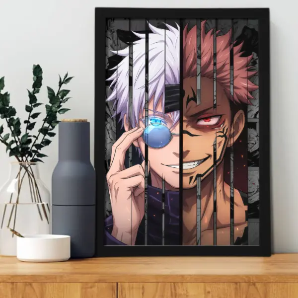 Japanese Anime   JJK  Wall Art Gojo vs Sukuna Split Face Anime  Unframed Manga Decor for Boys Room poster canvas black aluminum frame cover demon slayer toilet home