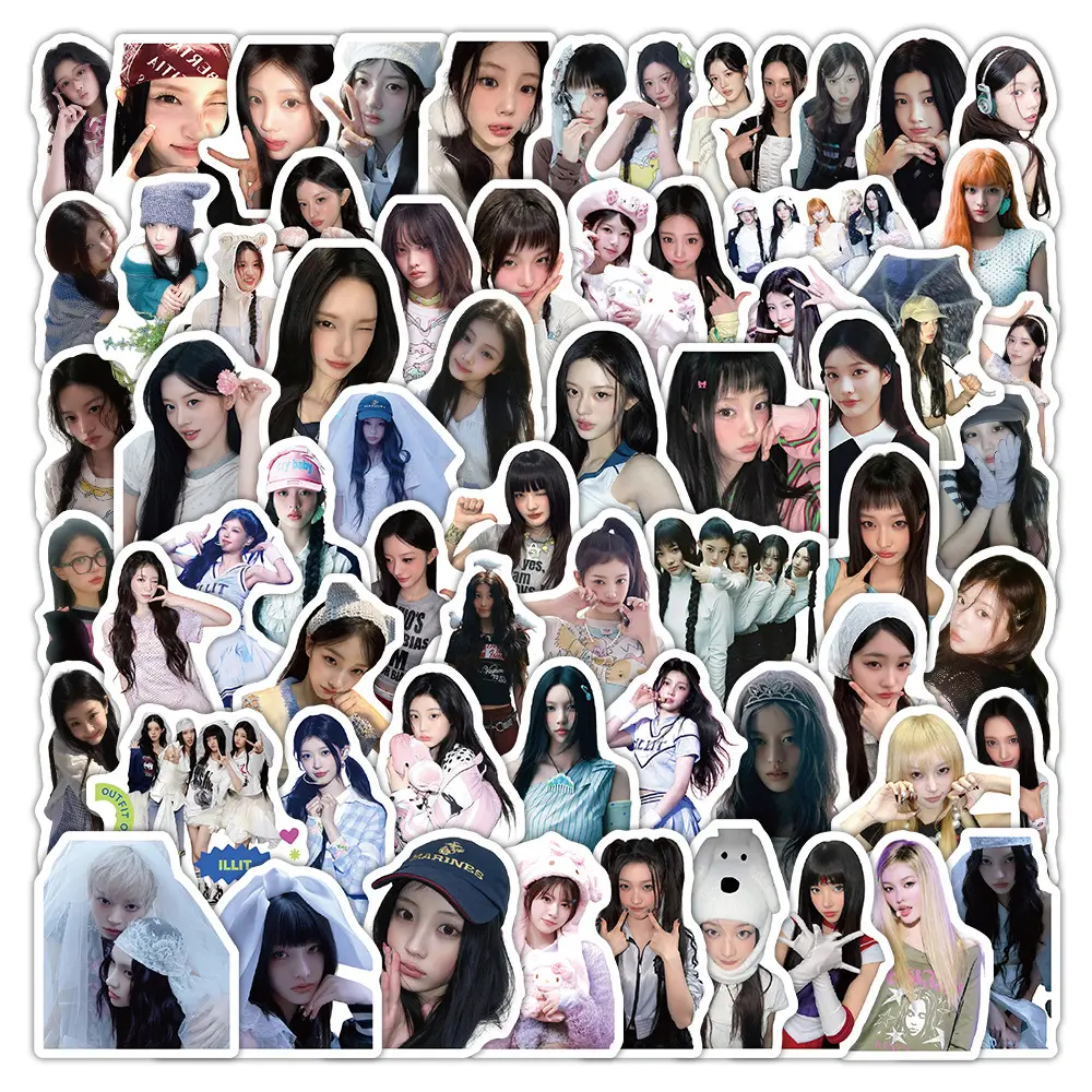 80Pcs ILLIT Inspired Stickers, Kpop Girl Group Photo Stickers, Waterproof Vinyl Decals for Laptop, Luggage, Journal, Fan Gift Collection