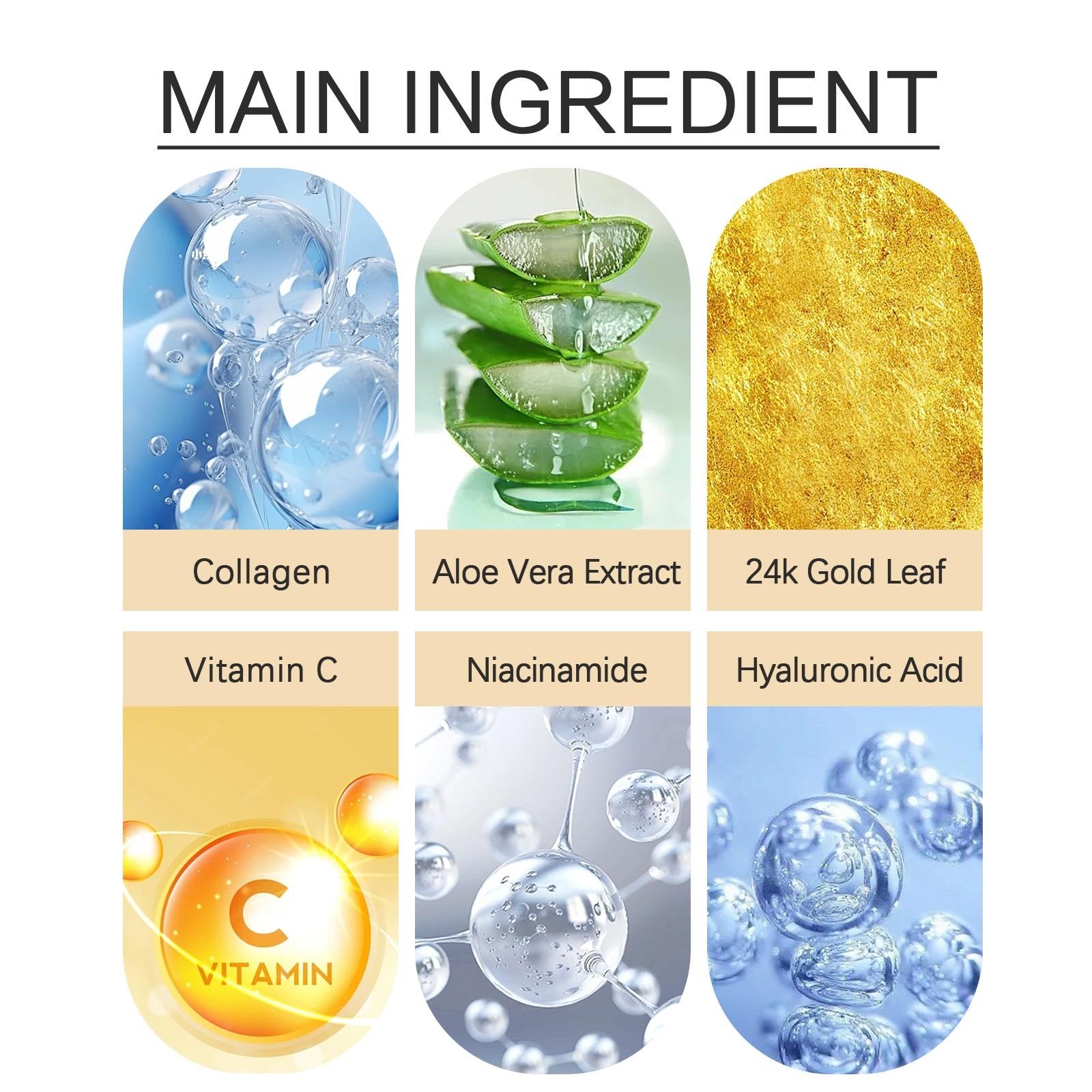 24k Gold Eye Mask with Hyaluronic Acid & Retinol, Collagen Natural Ingredients, Reduces Fine Lines Dark Circles, Moisturizing Firming Skin Care