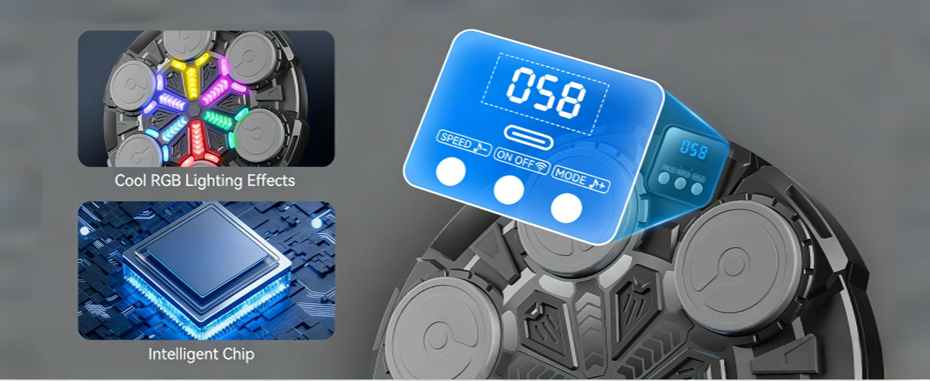 Music Boxing Machine for Kids and Adults, Wall Boxing Punching Pad with Bluetooth & Rhythm Lights, 3 Speed Modes, Home Fitness Boxing Equipment with Gloves for Boys Girls Teenagers