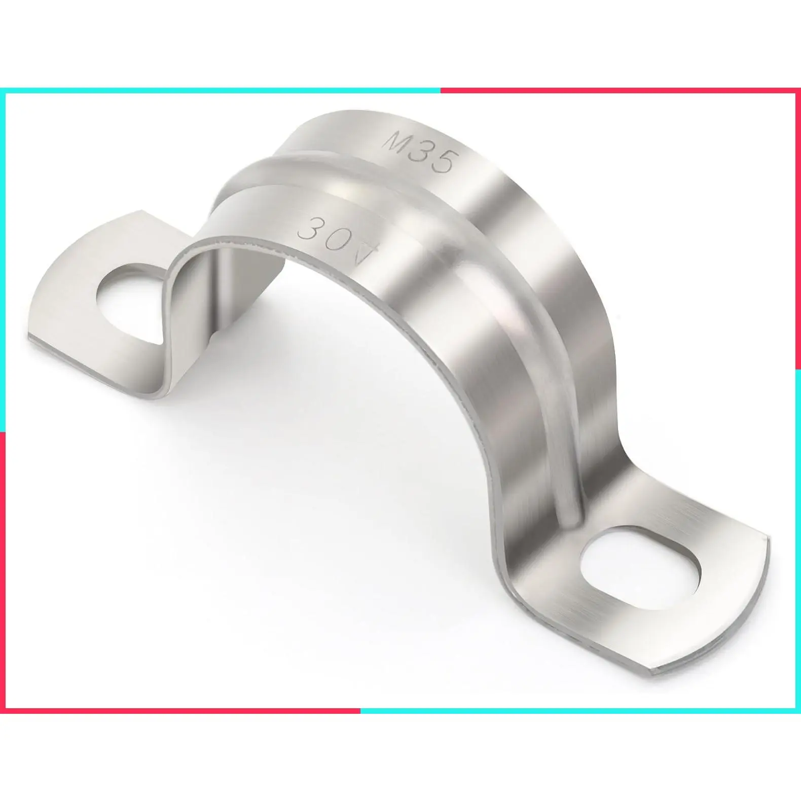 SS304 1 Inch 2-Hole Pipe Bracket U Clamp Heavy Duty Conduit Clamps for Cable Water Pipe, OD 1", 10 Pcs