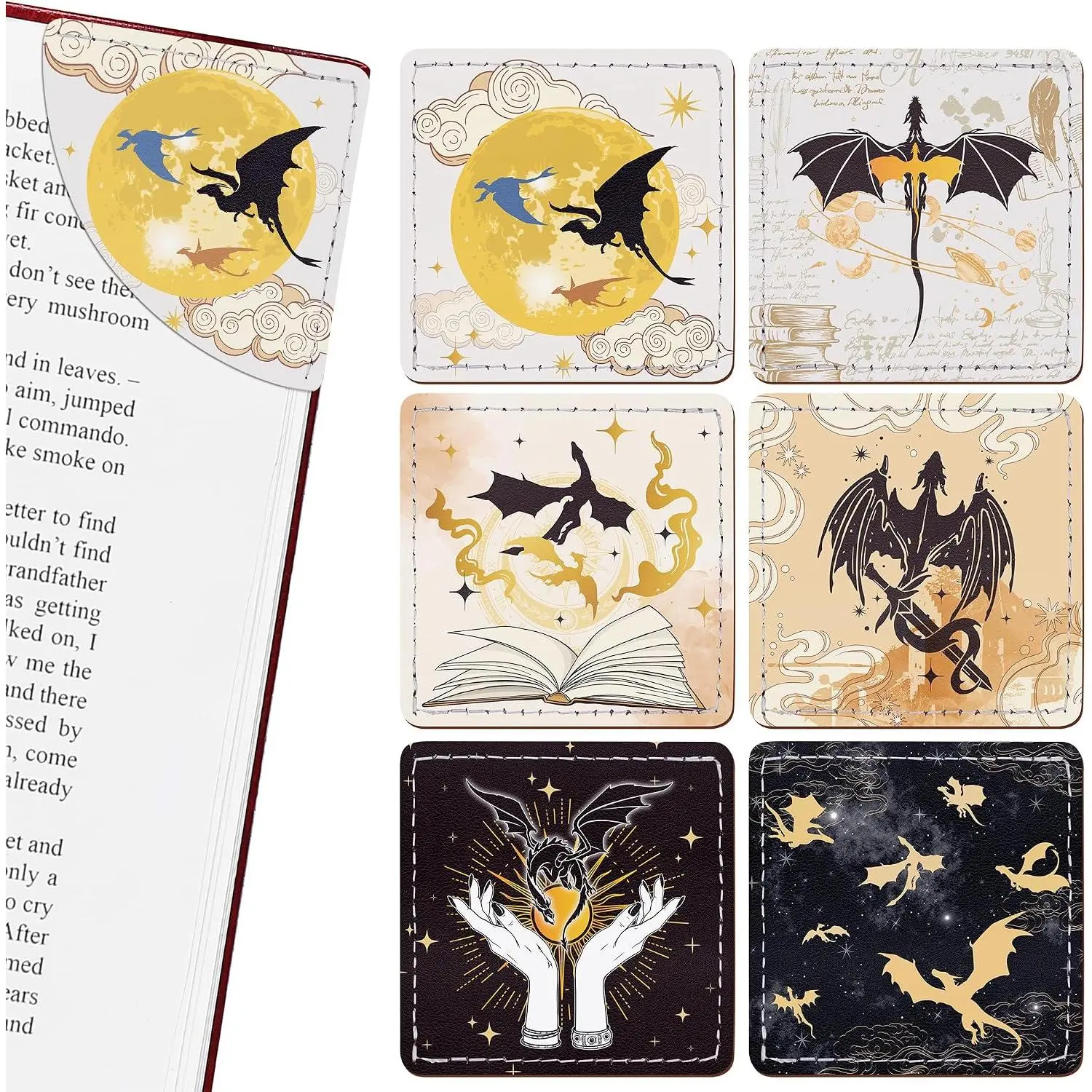 Fantasy Dragon Bookmark Gifts - 6 count Wing Leather Corner Bookmarks
