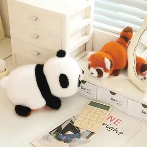 Cartoon Capybara Lesser Panda Reversible Panda Plush Doll Soft Stuffed Toys Animal Pillow Decor for Kids Birthday Present