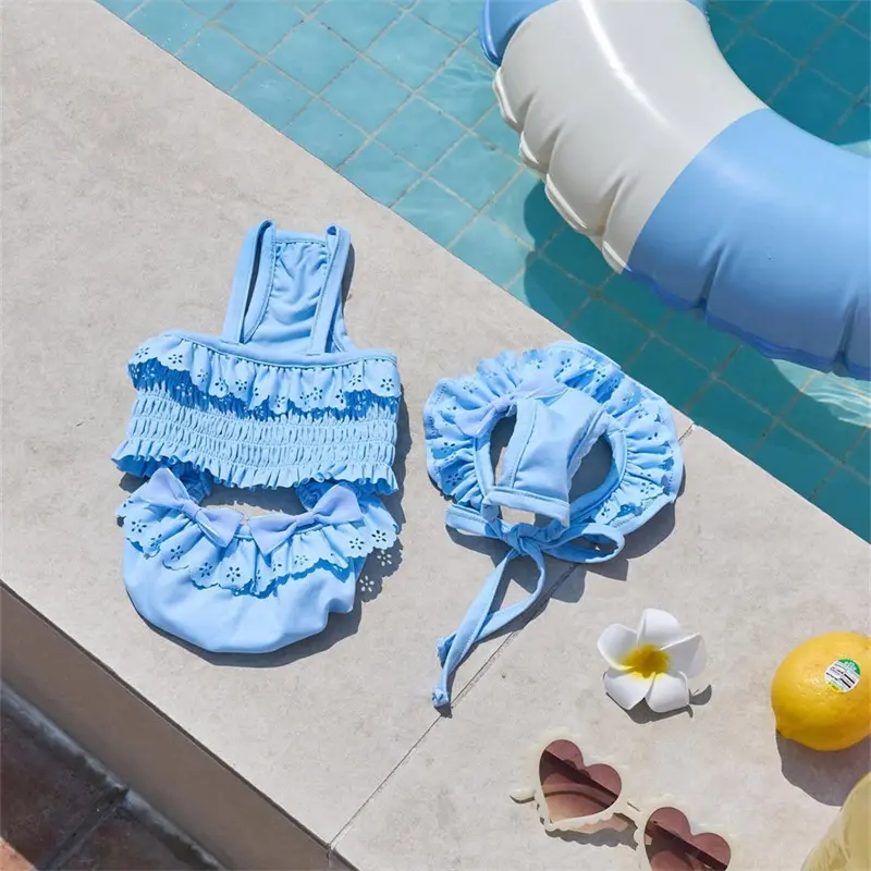 New pet swimsuit, cat one-piece bikini, dog vest swimsuit, cat clothes + swim cap