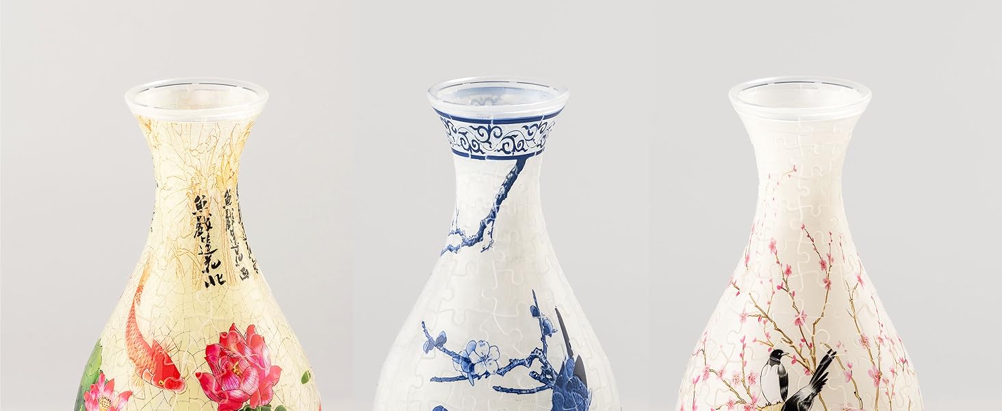 3D Puzzle Vase Unique Flower Vase Made by 160 Curved Plastic Puzzle Pieces House Warming Gift for Flower Arrangements and Home Decoration - [S1034] (Classic, Colorful Leaves)