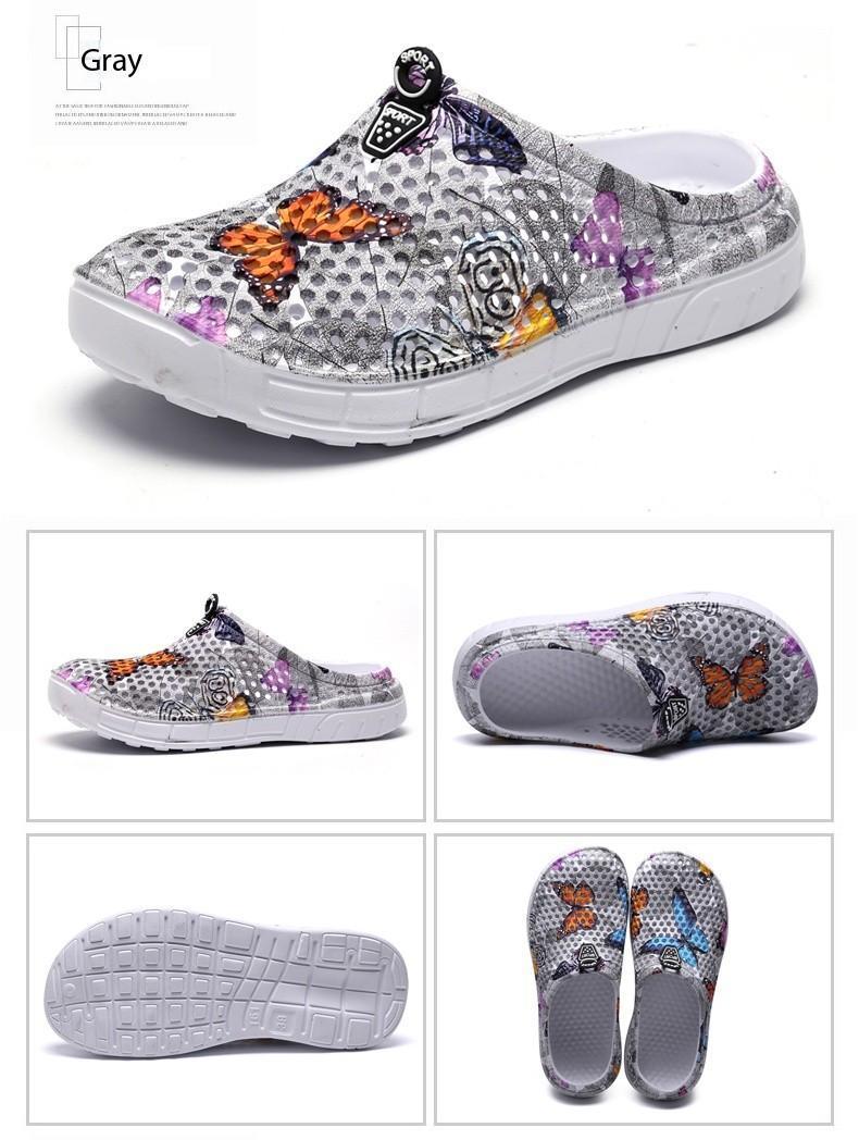 Butterfly Print Mesh Clogs for Women, Breathable Slip On Mules, Lightweight Non Slip Casual Summer Sandals, Cute Comfortable Nursing Shoes for Indoor Outdoor Beach, Trendy Aesthetic Footwear