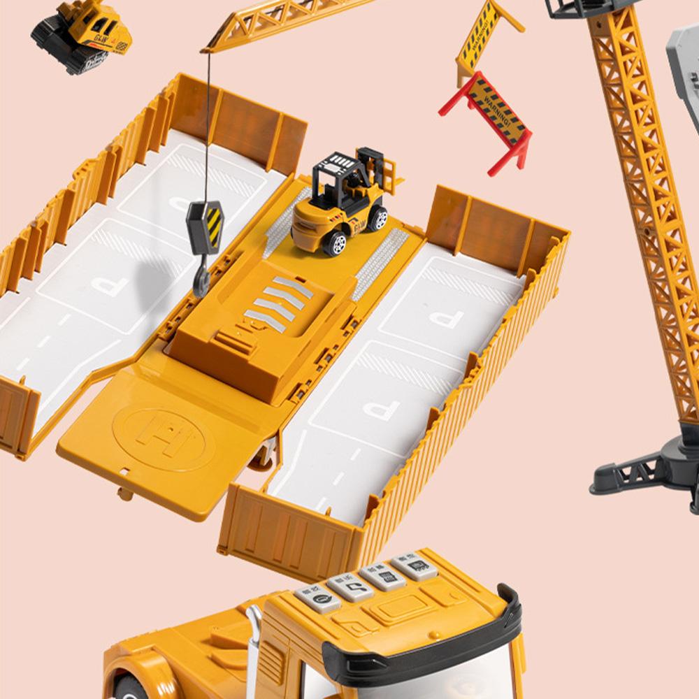 Alloy Construction Trucks Vehicle Toys for Kids Sounds Take Apart Container Crane,Excavator Trucks,Cement Mixer Toy Model Engineering Vehicle