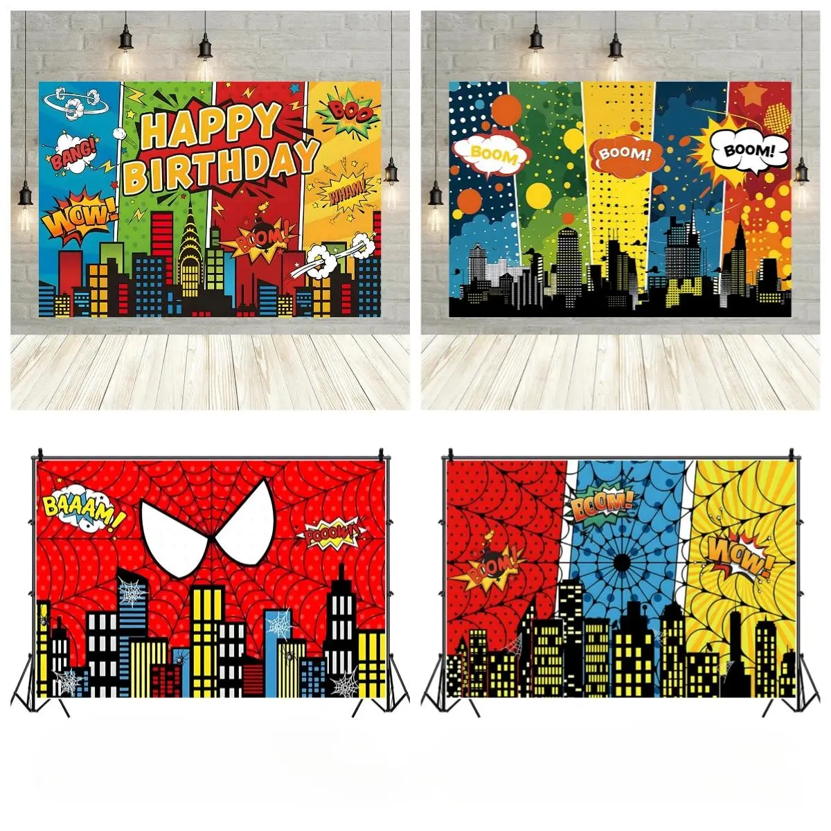 Superhero City Building Photography Background Cloth Baby Shower Boy Birthday Party Banner Super Hero Backdrop for Photo Studio