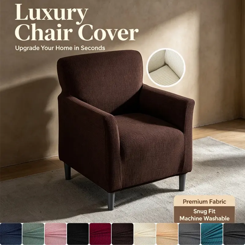 Armchair Slipcover, Super Stretch Knitted Chair Cover with Elastic Bottom, 360° All Round Protection, Machine Washable, Pet Dog Cat Proof Sofa Slipcover for Single Seater, Grey, Armchair Covers