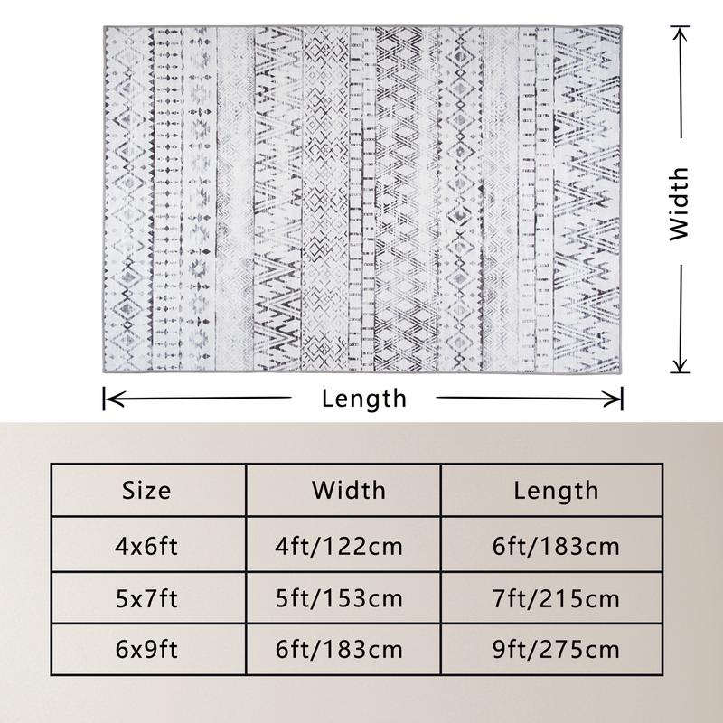 8x10ft Soft Retro Area Rug - Machine Washable & Anti-Skid! Perfect Home Decor + Gift