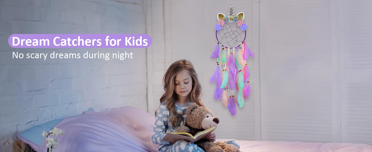 Dream Catchers  Unicorn Wall Decor for Girls Bedroom Flower Feather Wall Hanging Decoration