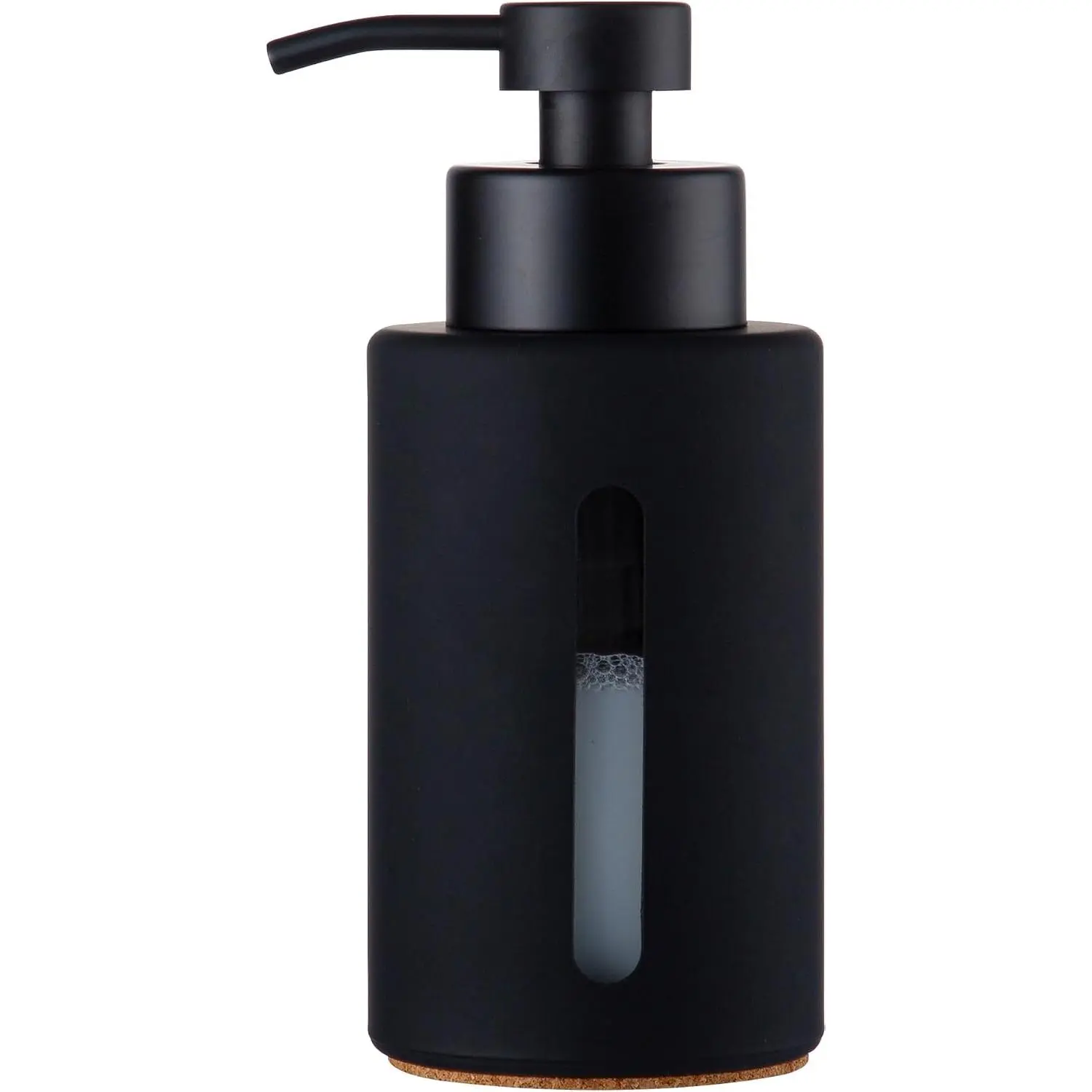 Bathroom Soap Dispenser,12oz Glass Black Soap Dispenser Stainless Steel Liquid Pump,Refillable Hand Lotion Soap Dispenser for Bathroom Kitchen(Black)