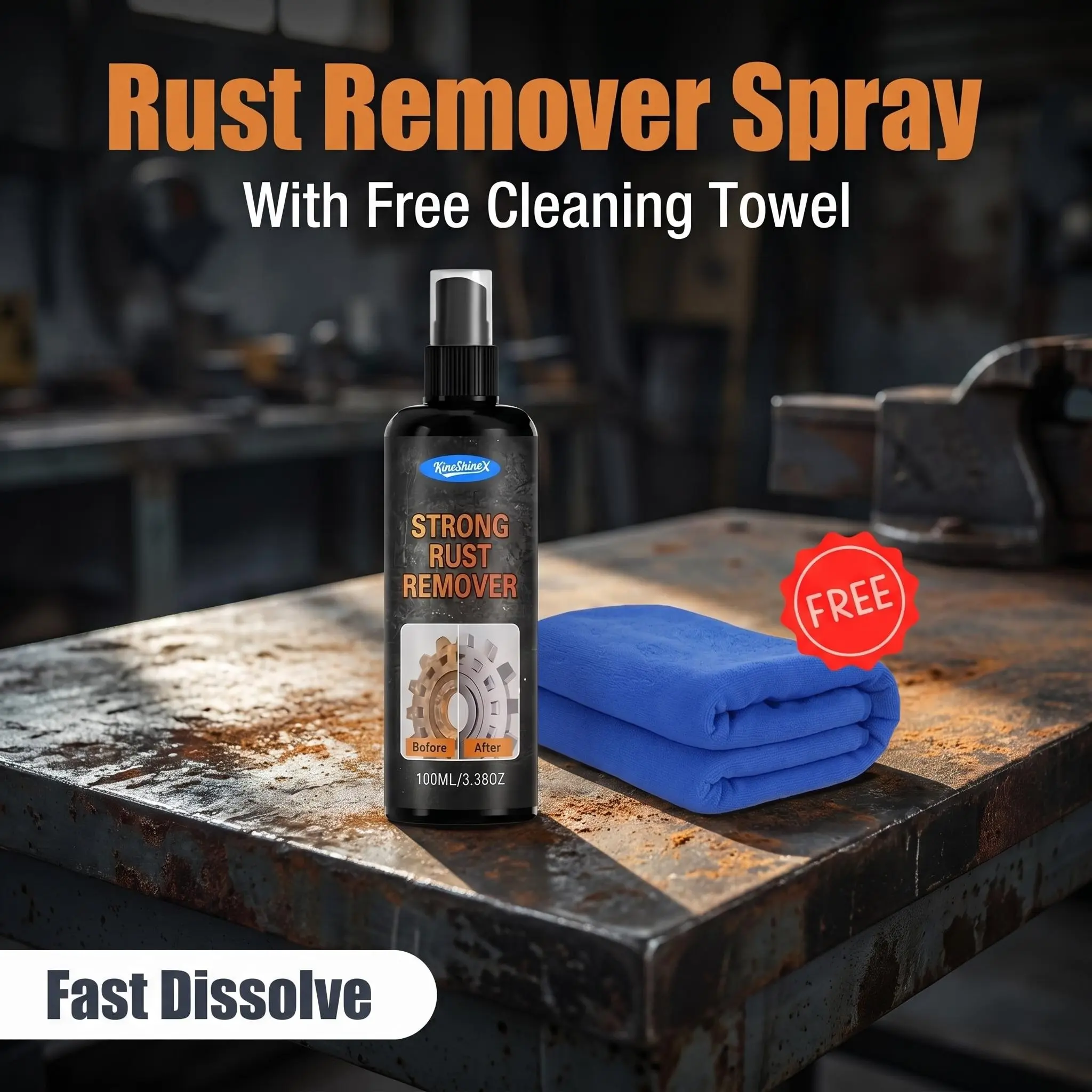 Professional Rust Remover and Polish, Fast-Acting Chemical Formula, Metal Restoration, Car Wheel HUB, Bike Parts, DIY Home Use