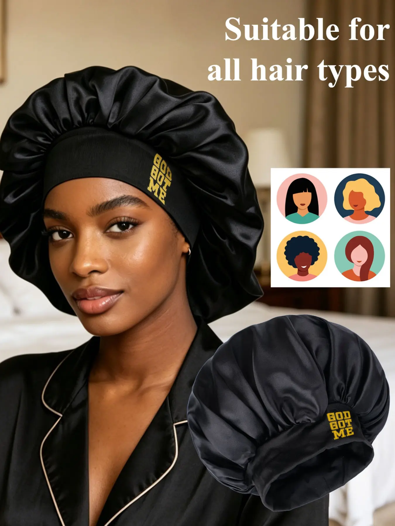 Women's Satin Sleep Cap Hair Protector, Soft Comfortable Design, Ideal for Night Use, Fashionable Women's Headwear