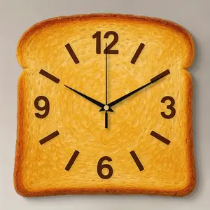 Toast-Shaped Silent Quartz Wall Clock — Non-Ticking Modern Kitchen Decor, Irregular Shape (Ideal for Cafés and Homes), A Perfect Decorative Clock for Any Space