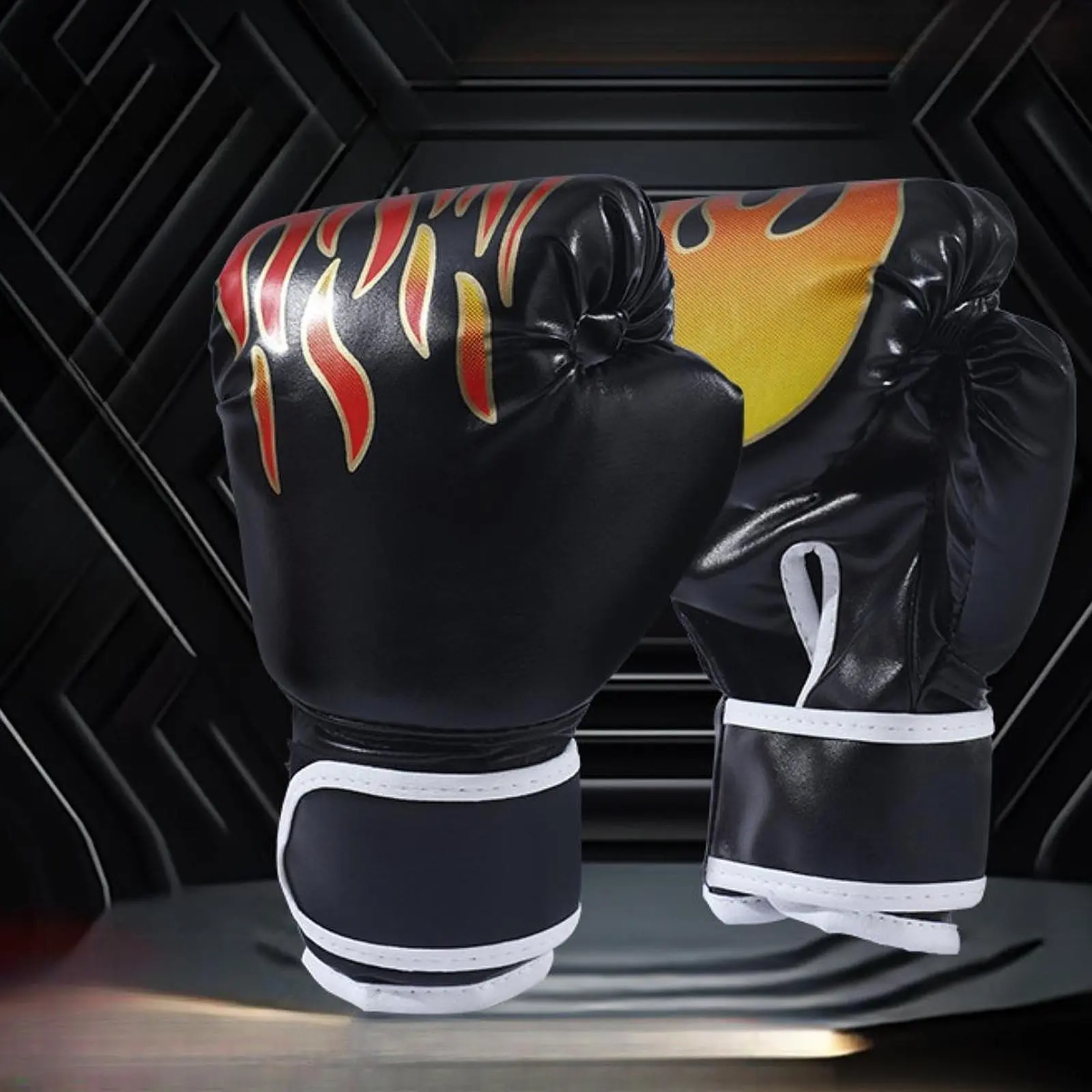 Adult Kids Boxing Gloves, Punching Gloves, Tiger Stripe Training Gloves, Flame Design, Ideal for Combat and Daily Training, Enhance Performance