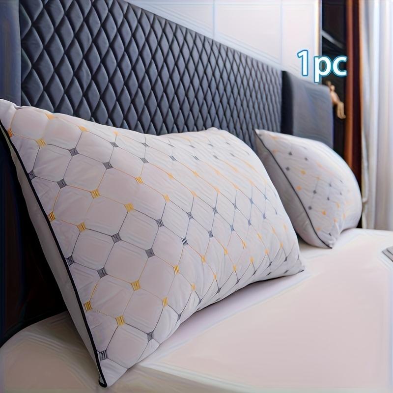 A Pair of Luxurious Hotel Pillows Featuring Quilted Design And Yellow Accents - Machine Washable, High Quality, Perfect for Side Or Back Sleepers, Christmas Gift, Halloween Gift
