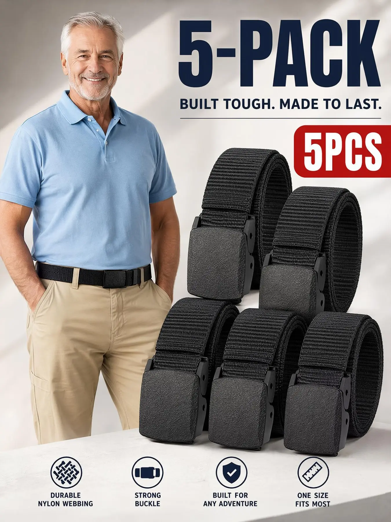 5pcs Men's Extended Waistband, Plastic Material, Lightweight Design, No Metal, Ideal for Outdoor Sports, Comfortable, Durable, Breathable, Fashionable, Versatile Pairing, Made To Last, Built Tough