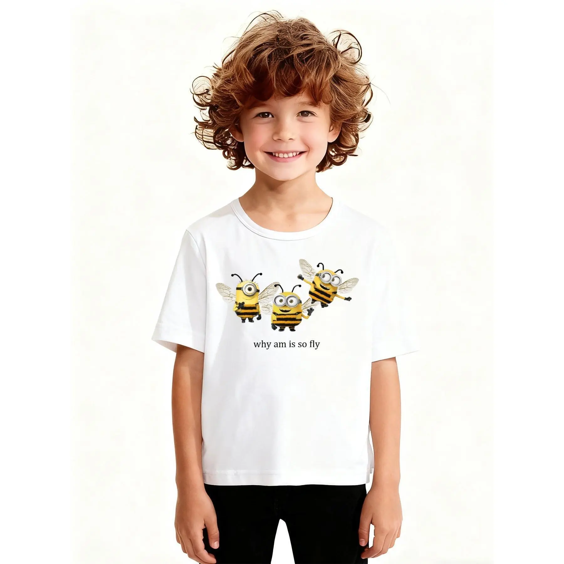 National Geographic Minions White Cotton Kids' Sports T-shirt Little Boy Shirts Original Workout Tops Compression Shirts Unisex Children's Daily Top Boy Gifts Back To School Clothes Cool Outdoor Stuff Cartoon-Inspired Girls' Casual Tee Shirts For Girls