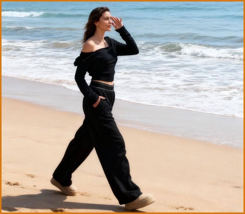 Women's Elastic High-Waisted Wide Leg Pants - American Retro Loose Straight Lightweight Quick-Dry Breathable Casual Everyday Chic Bottoms